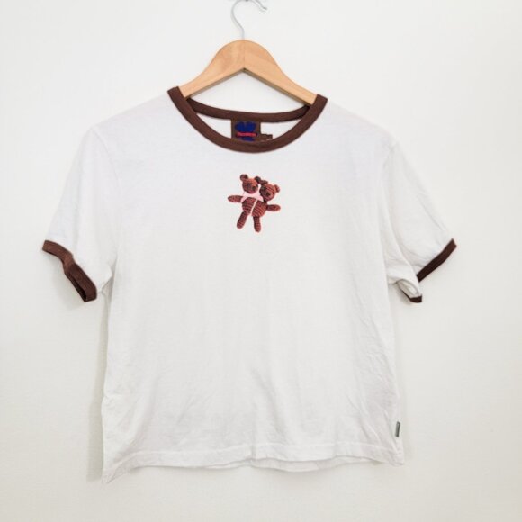 Heaven by Marc Jacobs Crochet Teddy Bear Ringer Tee XL - Picture 1 of 6
